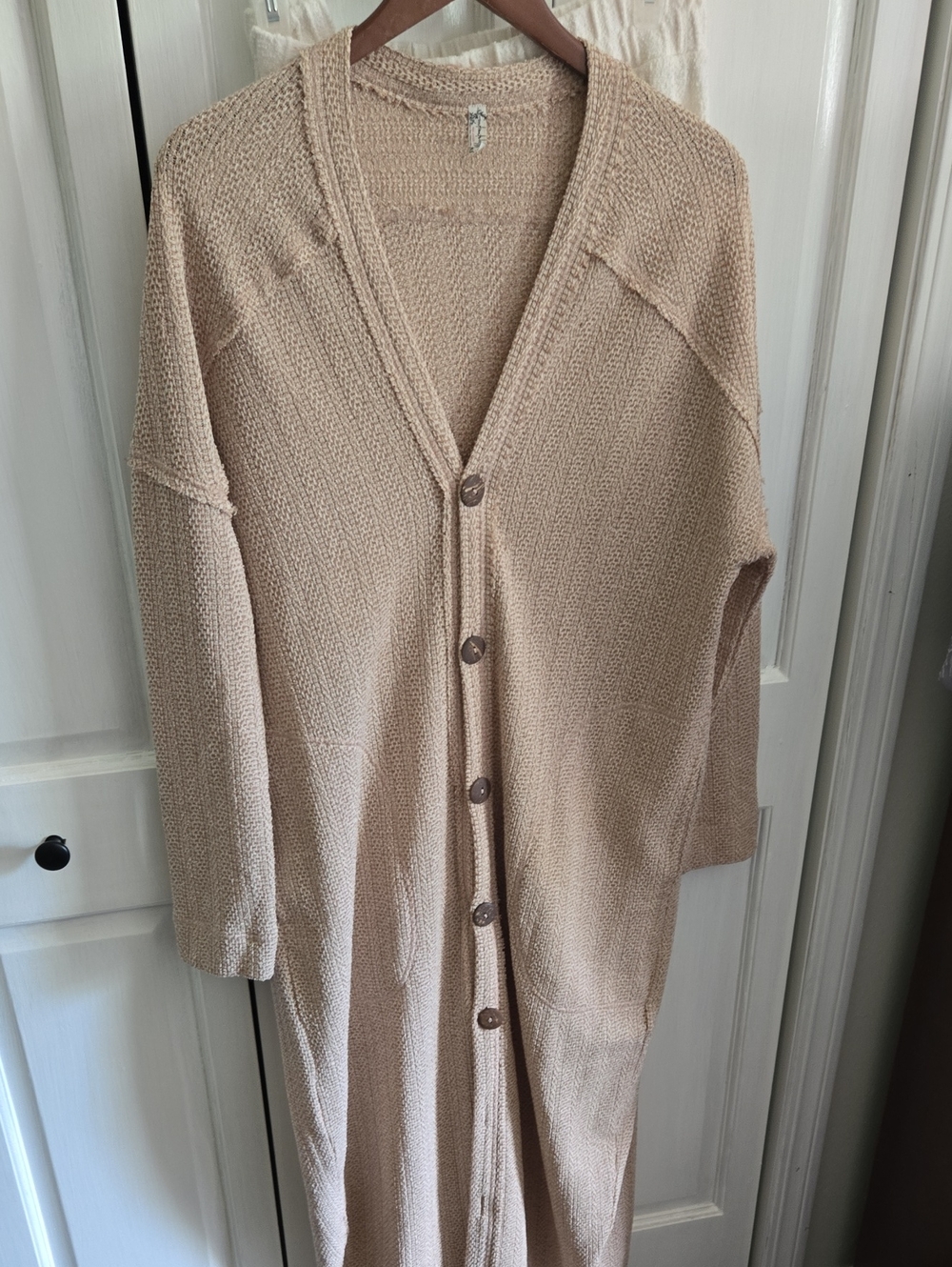 Free People Long Button-Front Cardigan And Wide Leg Pants
